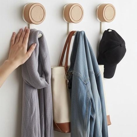 Ganchos con ventosa,paquete de 4 ganchos de madera con ventosa,gran poder de succión,capacidad de carga máxima de 3 kg,ventanas y baños (blanco) (1/5)