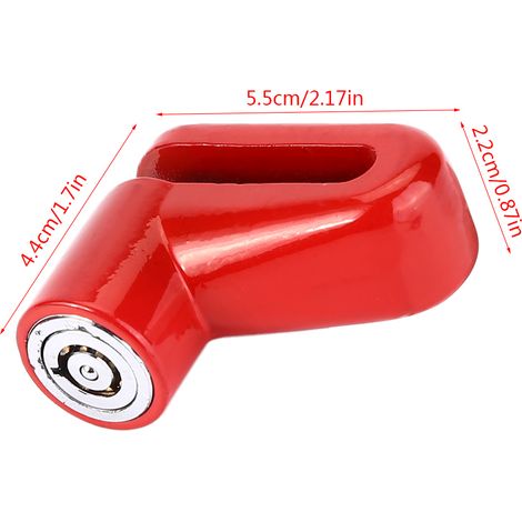 Antivol de vélo en métal pour freins à disque, avec cadre en plastique et clés, rouge. (1/5)