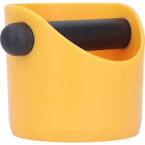 Bac à marc de café en plastique et caoutchouc avec barre de récupération, jaune, pour bar à café et cuisine. (1/5)