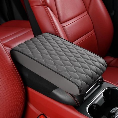 Alfombrillas universales para reposabrazos de coche,de piel sintética PU,de espuma viscoelástica,Gris (1/5)