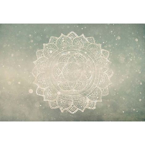 Papier peint panoramique motif rosace pour bureau Tapisserie panoramique florale grise Papiers peints panoramique idéal pour chambre (1/3)