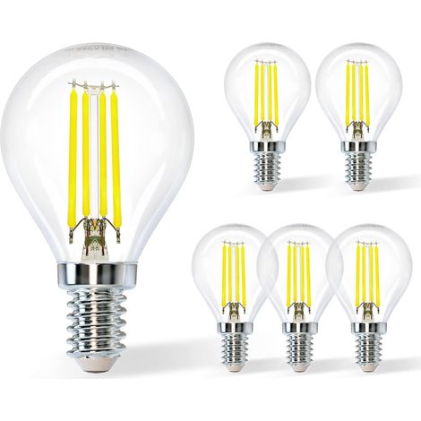 Ampoule LED Filament E14,Blanc Froid 6500K,470LM,4W Equivalent à Ampoule Incandescente 40W,G45,Angle de 360º,Non-dimmable,Lot de 5 (1/5)