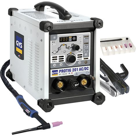 GYS – Poste à souder TIG PROTIG 201 AC/DC HF FV – Soudage aluminium, acier, inox, cuivre – 10-200A, 230V, portable, avec accessoires