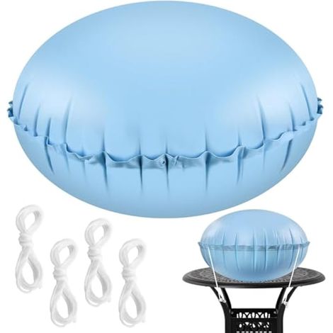 Housse de protection gonflable pour meubles de patio - 137,2 cm de diamètre - Kit gonflable rond avec 4 cordes à fixer - Résistante aux intempéries - Pour meubles d'extérieur (1/5)