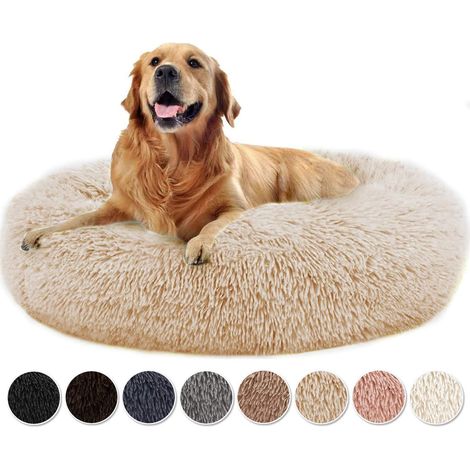 Rundes Hundebett Donut für Hunde und Katzen, weich, maschinenwaschbar, beige 90x90x20cm