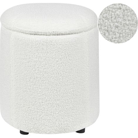 Puf blanco crema de piel sintética 40 x 38 cm con almacenamiento glamour Maryland (1/5)
