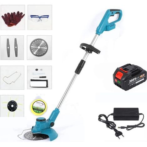 Tondeuse à Gazon électrique sans Fil de 8 Pouces Moteur sans Balai Coupe-Herbe Longueur réglable Angle télescopique élagage Outils de Jardin Roue (Color : 1 Battery Set, Size : D) (1/5)