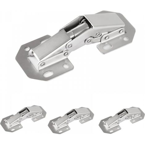 Lot de 4 charnières dissimulées de 4,2 pouces pour portes d'armoires sans cadre, charnières d'armoire dissimulées, charnières à montage en surface (1/5)