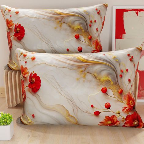 Paire de taies d'oreiller 30 x 50 cm en Microfibre, Coussins d'ameublement, canapé, Salon, 2 Housses de Coussin, taie d'oreiller Florale 06 2, 100% fabriqué en Italie (1/5)