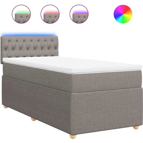 Maison Exclusive - Cama box spring con colchón tela gris taupe 10