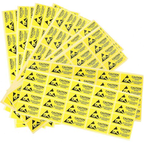 450 autocollants de 55 x 25 mm pour appareils statiques, panneaux d'avertissement, stickers muraux, papier peint, autocollants pour magasins, écoles, bureaux et bâtiments (jaune) (1/5)
