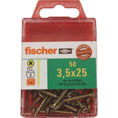 50 Vis VBA tête fraisée Power-Fast PZ2 Ø3,5 x 25 mm - Fischer (1/2)
