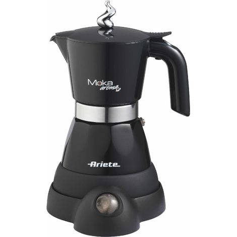 Cafetière électrique moka 4 tasses 400W – Acier inoxydable et plastique – Arrêt automatique et fonction garde au chaud 30 min – Ariete