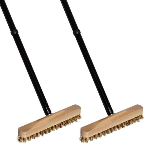 Balai d'essuie-glace Novaliv 2X en bois robuste avec poils en plastique avec filetage et manche enfichable, en quatre parties - Brosse de sol Union