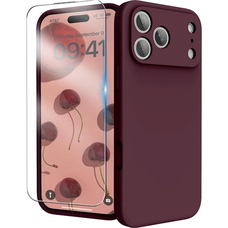 Coque Silicone Liquide pour iPhone 17 Pro Max Antichoc (Prune) (1/5)