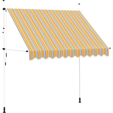 Auvent rétractable manuel - Auvent de jardin Soleil imperméable 250 cm Rayures jaunes et bleues BV850677 - BonneVie (1/5)