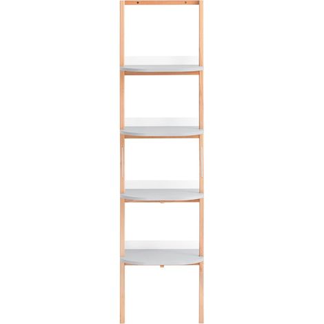 SoBuy Leiterregal mit 5 Ebenen Bücherregal Multifunktionales Regal Standregal Badregal Wandregal Grau und Natur BHT ca. 44x169x39cm HSTR02-K-HG
