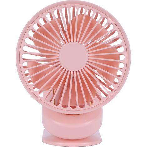 Ventilateur électrique portable à 3 vitesses, entièrement automatique, avec tête oscillante et chargement USB, idéal pour l'été (rose). (1/5)