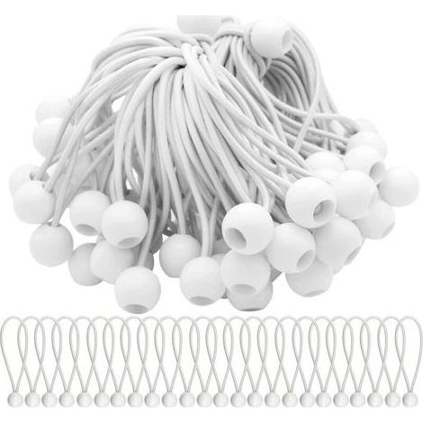 Lot de 75 Tendeur Elastique Cordons Élastiques avec Boules Sandow Elastique Boules Elastiques pour chapiteaux, tentes, bannières et bâches (1/5)