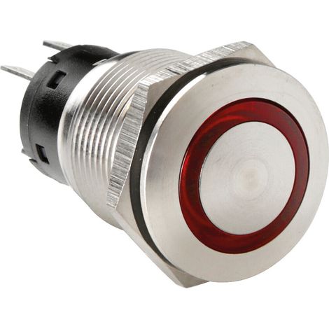 Interruttore a pulsante con spia a Led, 12/24V - Rosso (1/5)