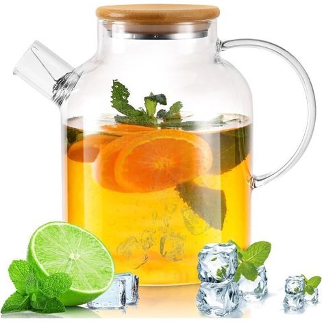 Theiere Verre 1.8l Couverture Avec Filtre RéSistant au Froid et à la Chaleur, AntidéFlagrant Verre Borosilicaté Convient Pour le Thé