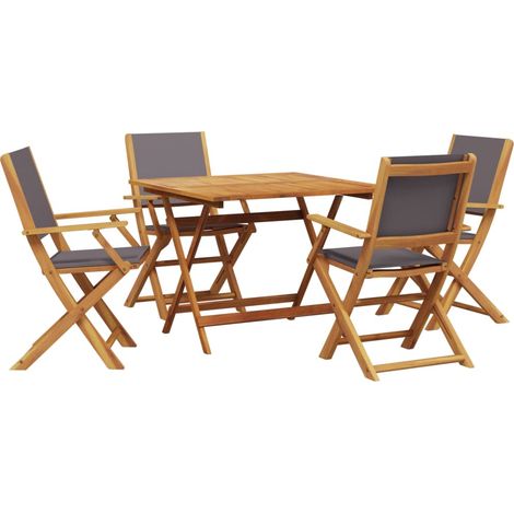 Maison Exclusive - Set Pranzo da Giardino 5pz Antracite Tessuto e Legno Massello