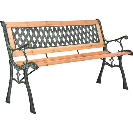 Banco de jardín Muebles de exterior para terraza terraza 116 x 52,5 x 73 cm hierro fundido y madera maciza de abeto 020011186