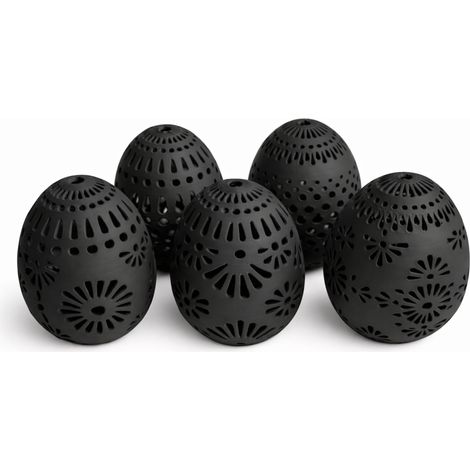 Set di 5 uova di Pasqua nere traforate, decorazione primaverile (1/3)