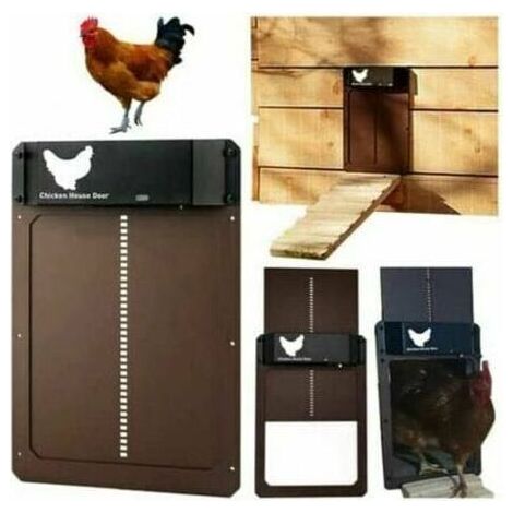 Candyse Automatic Chicken Coop Door with Light Sensor - Fully Waterproof Chicken Coop Door Induction Chicken Coop Door - Chicken Coop Door（Brown） (1/5)