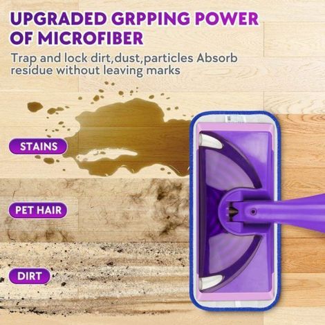 Lingettes Réutilisables - Microfibre 30 cm x 14 cm - Pour Balai Swiffer Wet Jet - Lavables Jusqu'à 100 Fois - Violet - Lot de 6 (1/5)