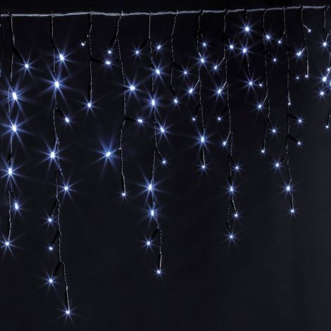 Rideau stalactique lumineux 120 LED programmable 2m extérieur blanc froid - Feeric lights & christmas