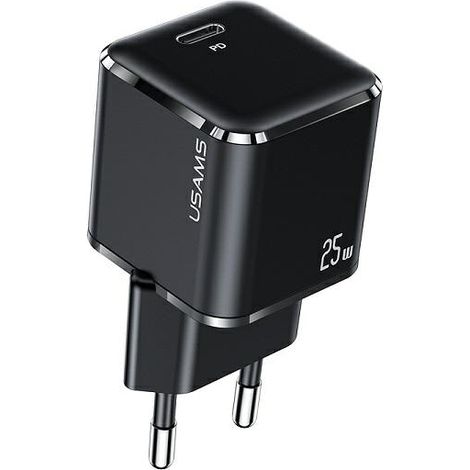 25W USAMS Super SI Power Delivery USB-C Wandladegerät Schwarz