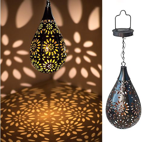 Lampes solaires suspendues d'extérieur style bohème, LED, fleurs, étanches, décoratives en métal pour porche et jardin. (1/5)