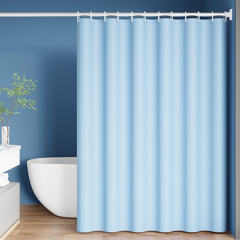 Rideau de douche - Rideau de douche imperméable - Rideau de séparation de douche - Avec anneaux en plastique - Pour douche et baignoire - 180 x 180 cm - PEVA - Bleu clair (1/5)
