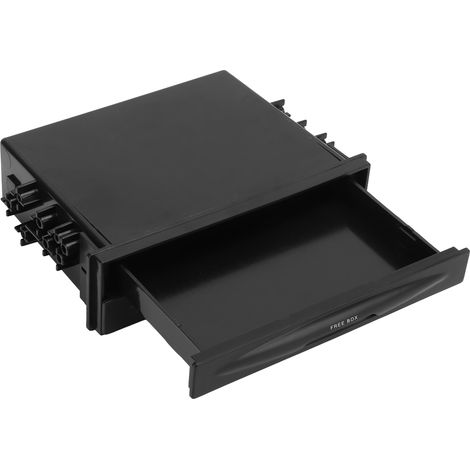 1-DIN-Autoradio-Aufbewahrungsbox, 2-stufiger multifunktionaler Universal-Getränkehalter aus schwarzem ABS zur Aufbewahrung verschiedener Gegenstände (1/5)