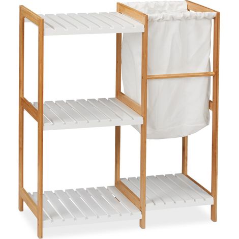 Estantería para ropa decorativa con 4 compartimentos almacenamiento para baño 90 x 30 x 100 cm de bambú natural 130007105 (1/4)