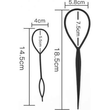 Kit Tresse - Résine Plastique - Pour Coiffures Cheveux Queue De Cheval Et Chignon - Noir - 2 Pièces (1/4)