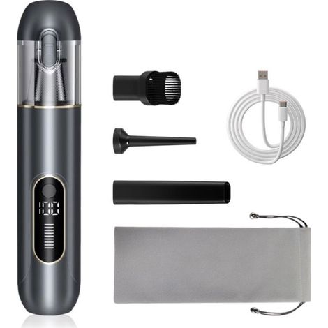 Aspirateur à main sans fil 13000 Pa, mini design pour auto, PC, canapé et maison. Nettoyage des fissures, fonction soufflage, batterie 1800 mAh.