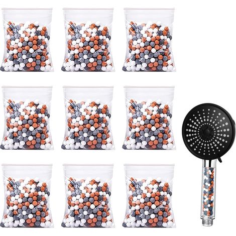 APEX Kit de remplacement pour pommeau de douche anticalcaire, comprenant 9 billes à ions négatifs. (1/5)