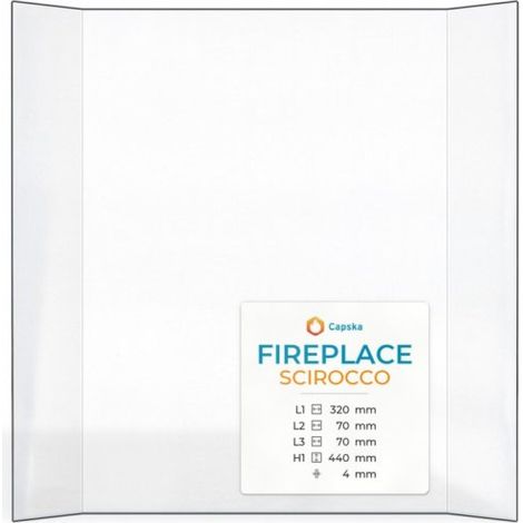Vitre Fireplace SCIROCCO - Verre Prismatique pour insert - (70 + 320 + 70) x 440 mm (L2+L1+L3 x H1) - 4 mm