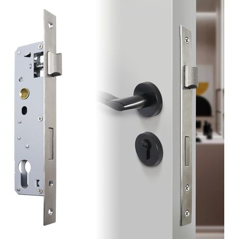 85 x 30 mm Serrure à Encastrer Tubulaire pour Porte en Métal, Argent (1/5)