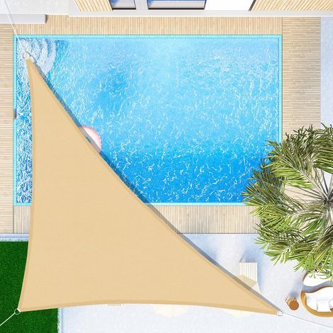 Dreieckiges Sonnensegel 3x3x4,3 m, wasserdicht und UV-beständig, geeignet für Gärten, Terrassen und Balkone, sandgelb (1/5)