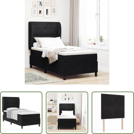 Matratze - Boxspringbett mit Matratze Schwarz 190 x 90 cm Samt (1/5)
