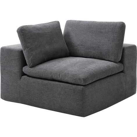 Fauteuil d'angle gauche en tissu gris anthracite CORTOLINE (1/2)