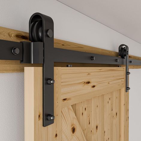 Sliding Door Hardware Kit, Carbon Steel Rail, Pom Rollers, 90cm Door Thickness 3-5cm (1/5)