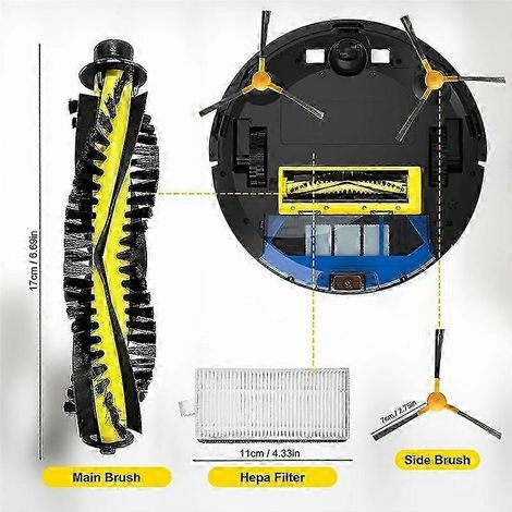 25-26 Para Tesvor X500 X500 Pro M1 M2 Kit de accesorios para aspiradora robot Neatsvor X500 Piezas de repuesto Rodillo() (1/4)
