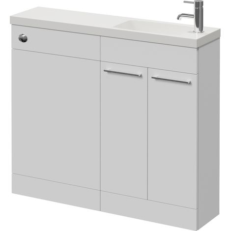 Napoli 250 Gloss White 1000mm 2 Door Vanity Unit Toilet Suite with Round Silvo Basin - 1000mm - Chrome 160mm HandleWithout Jubilee Toilet Pan