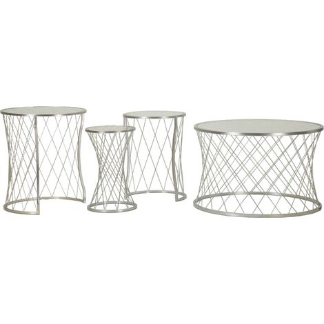 Lot de 4 Tables d'Appoint Design "Noah" 70cm Argent (1/5)