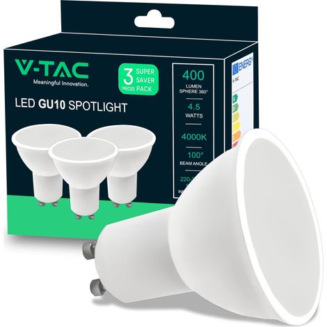 3x Ampoules LED GU10-4,5W (Équivalent 35W) - 400 Lumen - Spot LED GU10 pour une Efficacité Maximale et une économie d'énergie - Blanc Neutre 4000K (1/5)
