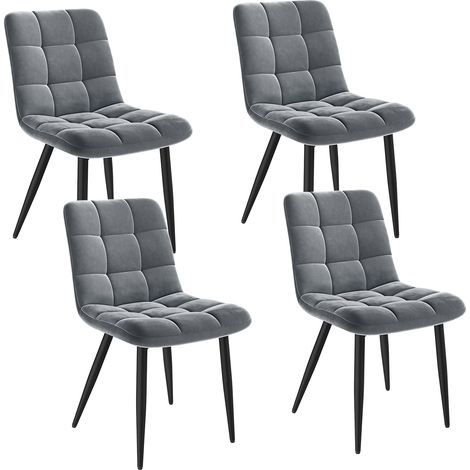 Havenlyhome – Lot de 4 chaises en velours – Pieds en métal – Rembourrage haute densité – Hauteur d'assise 43 cm – Design moderne pour cuisine et salon